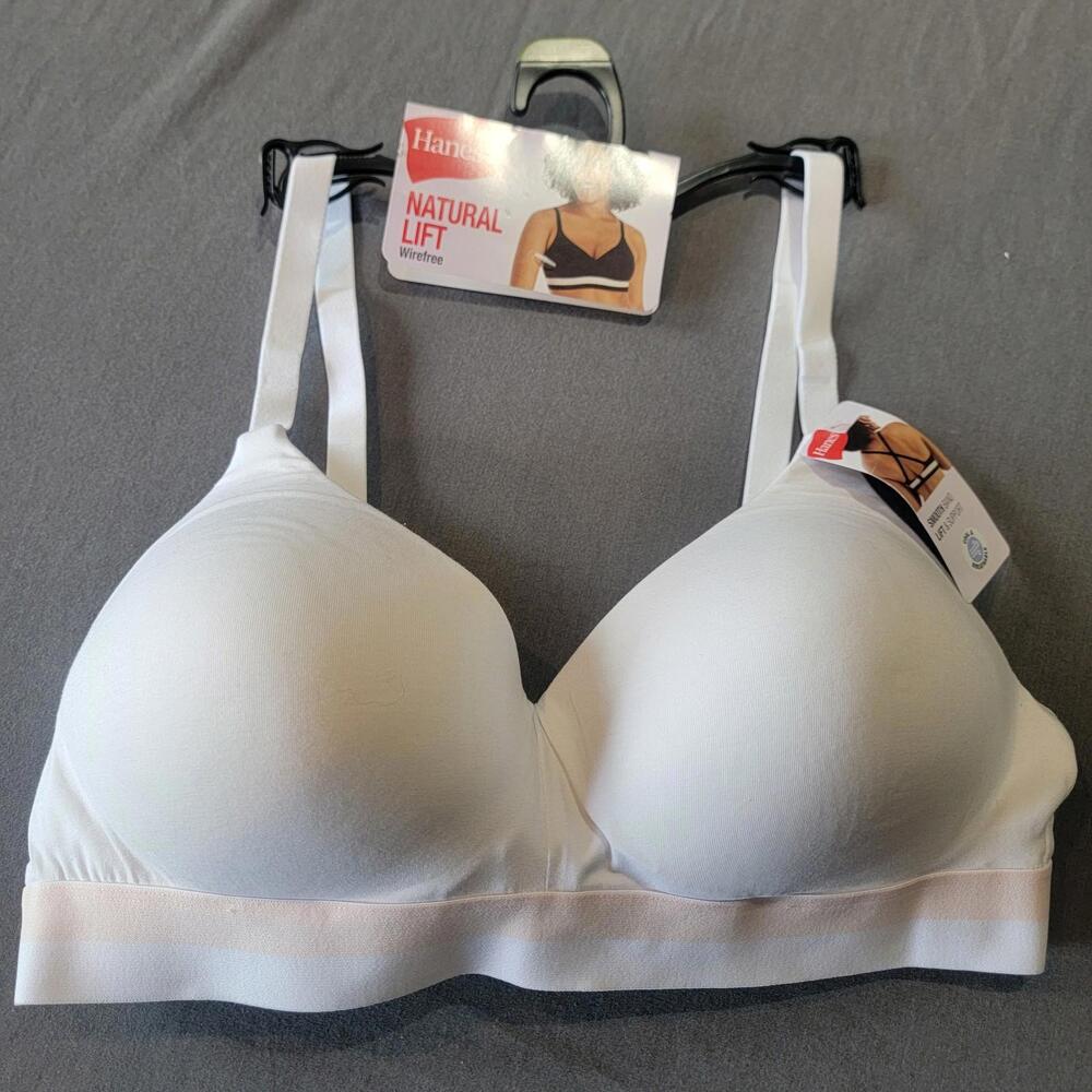 Hanes T-Shirt Bra Sz XL White Hook & Eye Wireless New With Tags